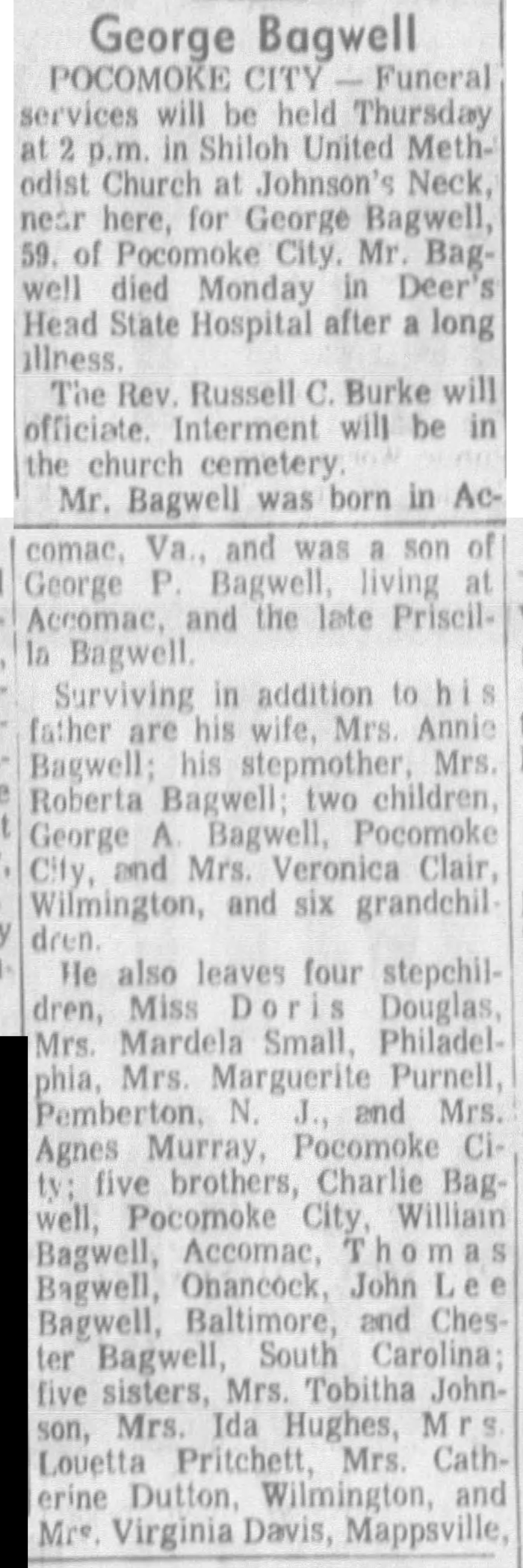 George Plez Bagwell - Obituary
The Daily Times - September 26, 1973 - Page 15