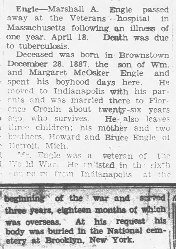 Marshall Anthony Engle - Obituary
Jackson County Banner (Jackson County, Indiana) - April 24, 1935 - Page 08