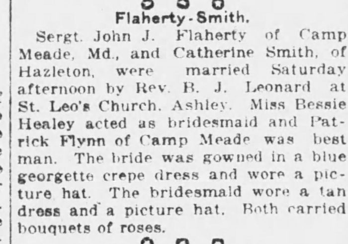 John Flaherty and Kathryn Cannon - Marriage Annoucement
Wilkes Barre Times Leader - June 03, 1918 - Page 08